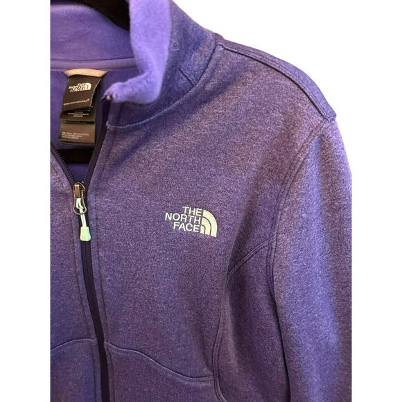 The North Face Women's Purple Full Zip Jacket Green Logo Size Medium EUC - Picture 2 of 5